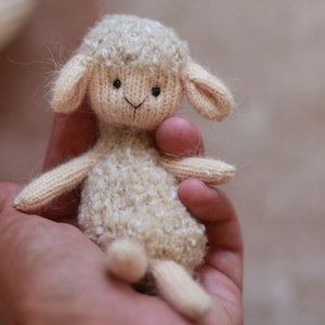 Handmade Knit Alpaca Lamb Toy: Newborn Photo Prop