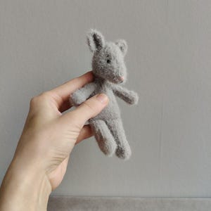 Stuffed plush knitted toy, Cute little mouse, Mouse for dollhouse, Mouse toy 4,7 (or 5,8) inches, Baby mouse toy, Finished mouse toy