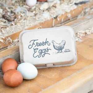 Printed Half Dozen Egg Cartons (30-PACK) | "Fresh Eggs" Printe | 6 Count Half Dozen | Biodegradable & Recycled Pulp