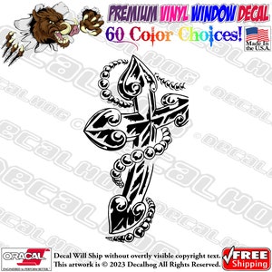 Holy Rosary Beads Cross Catholic Church Vinyl Decal Car Truck Laptop Wall Window Graphics Bumper Sticker.