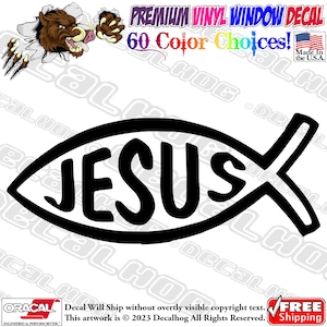 Jesus Fish Christian Religious Vinyl Decal Car Truck Laptop Wall Window Graphics Bumper Sticker.