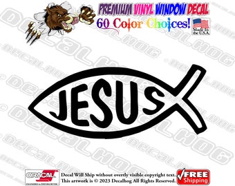 Jesus Fish Christian Religious Vinyl Decal Car Truck Laptop Wall Window Graphics Bumper Sticker.