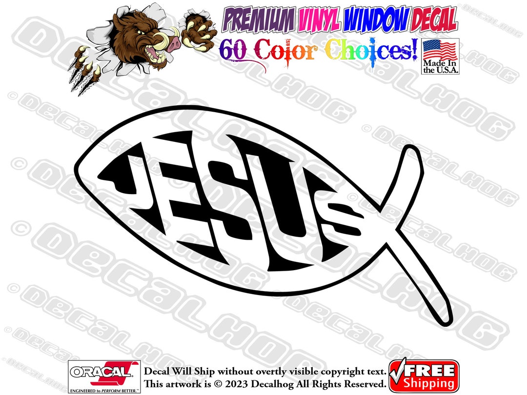 Jesus Fish Christian Christ Church Vinyl Decal Car Truck Laptop Wall ...