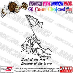 Land Of The Free Because Of The Brave Freedom Pro American Vinyl Decal Car Truck Laptop Wall Window Graphics Bumper Sticker.