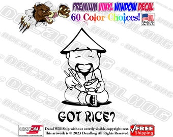 Got Rice Man JDM Vinyl Decal Car Truck Laptop Wall Window Graphics Bumper Sticker.