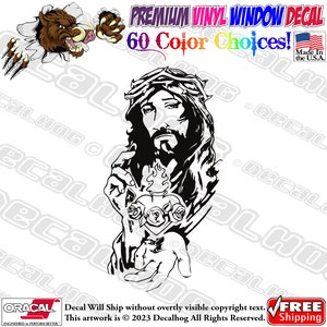 Lord Jesus Sacred Heart of Christ Large Detailed Vinyl Decal Car Truck Laptop Wall Window Graphics Bumper Sticker.