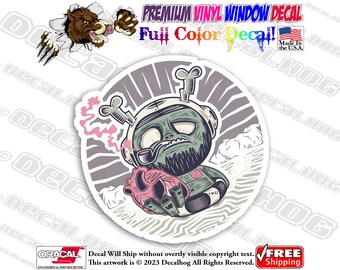 I Love You Zombie Heart Smoke Pipe Full Color Car Truck Laptop Wall Window Graphics Vinyl Decal Bumper Sticker.