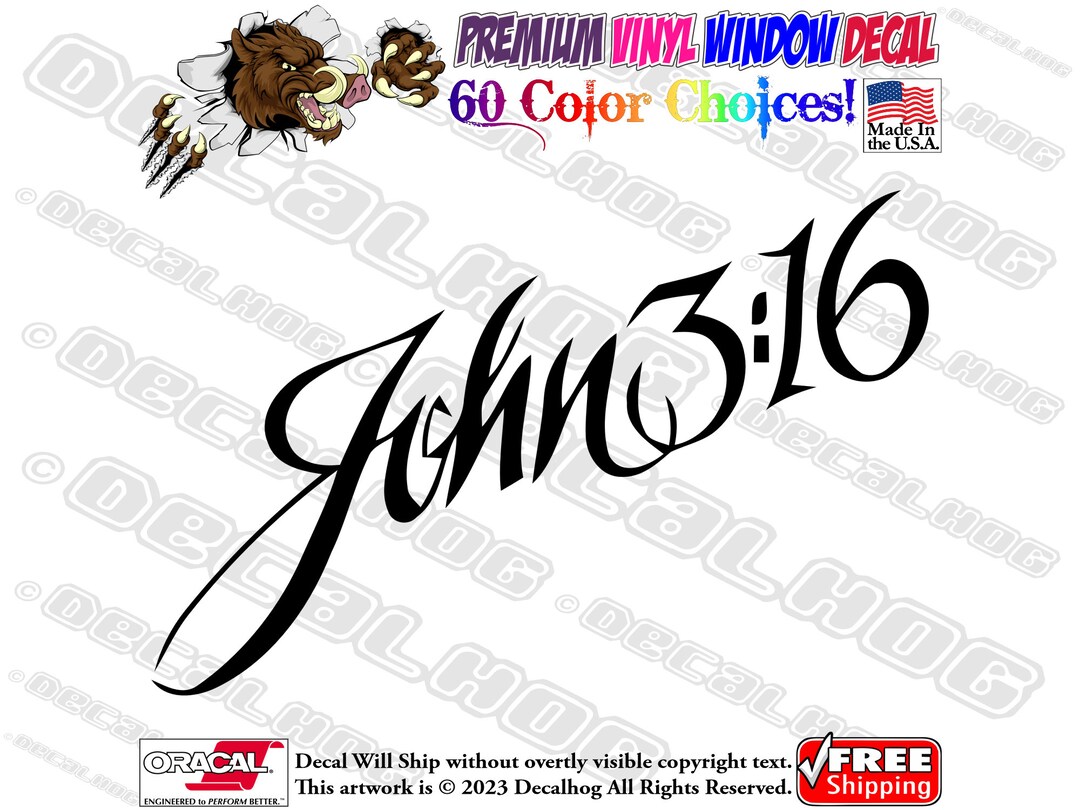 John 3 16 Biblical Scripture Verse Quote Vinyl Decal Car Truck Laptop ...