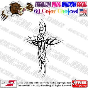 Tribal Cross Christian Vinyl Decal Car Truck Laptop Wall Window Graphics Bumper Sticker.