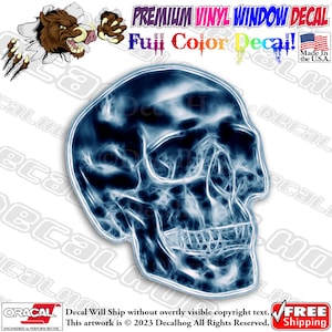 Lightning Effect Blue Skull Full Color Car Truck Laptop Wall Window Graphics Vinyl Decal Bumper Sticker.