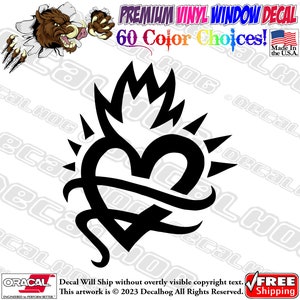 Tribal Flaming Sacred Heart Vinyl Decal Car Truck Laptop Wall Window Graphics Bumper Sticker.