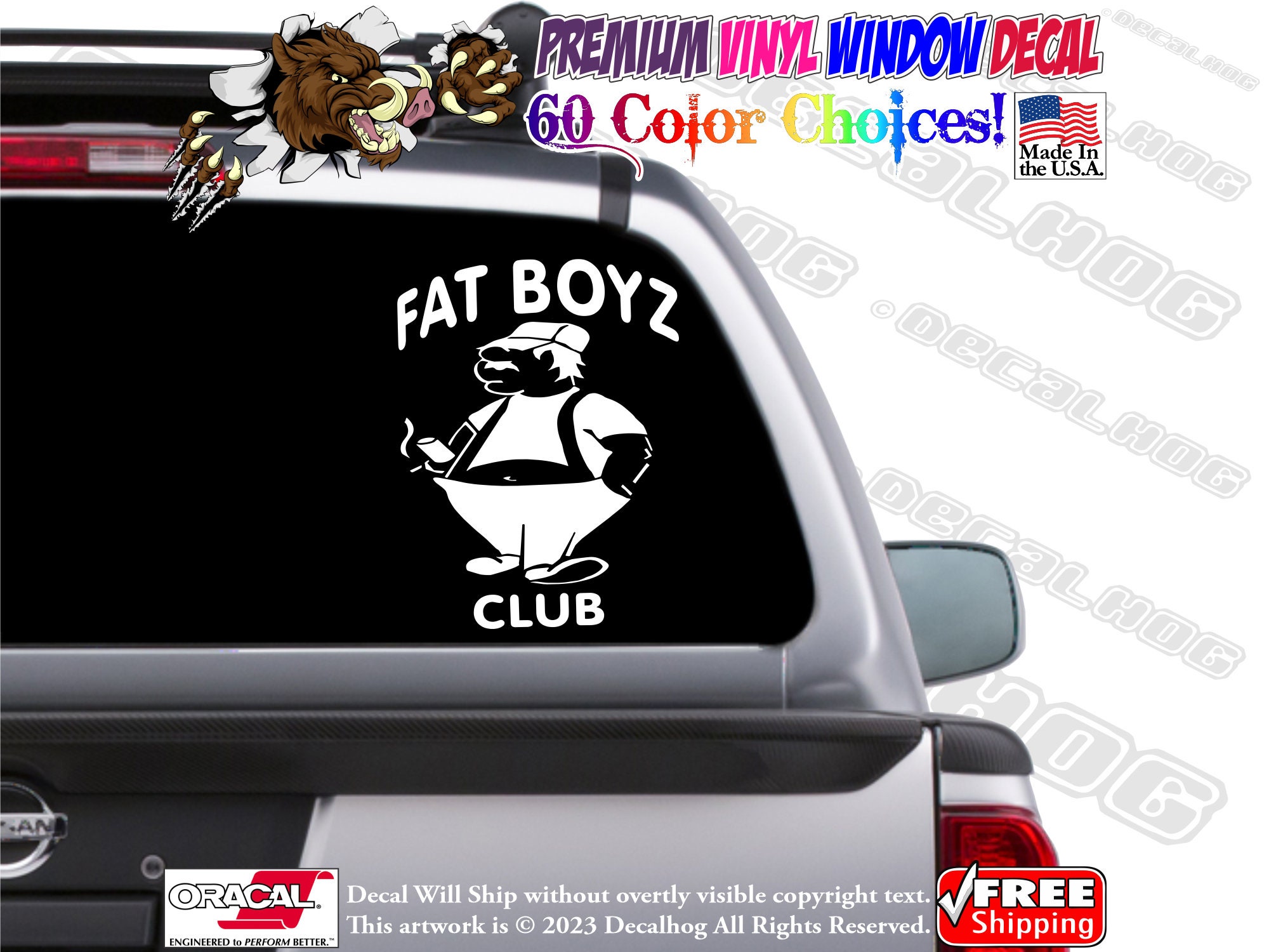 Fat Boyz Club Funny Big Guy Vinyl Decal Car Truck Laptop Wall Window ...