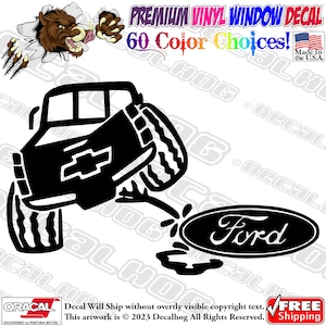 Piss On Ford Chevy Truck Vinyl Decal Car Truck Laptop Wall Window Graphics Bumper Sticker.