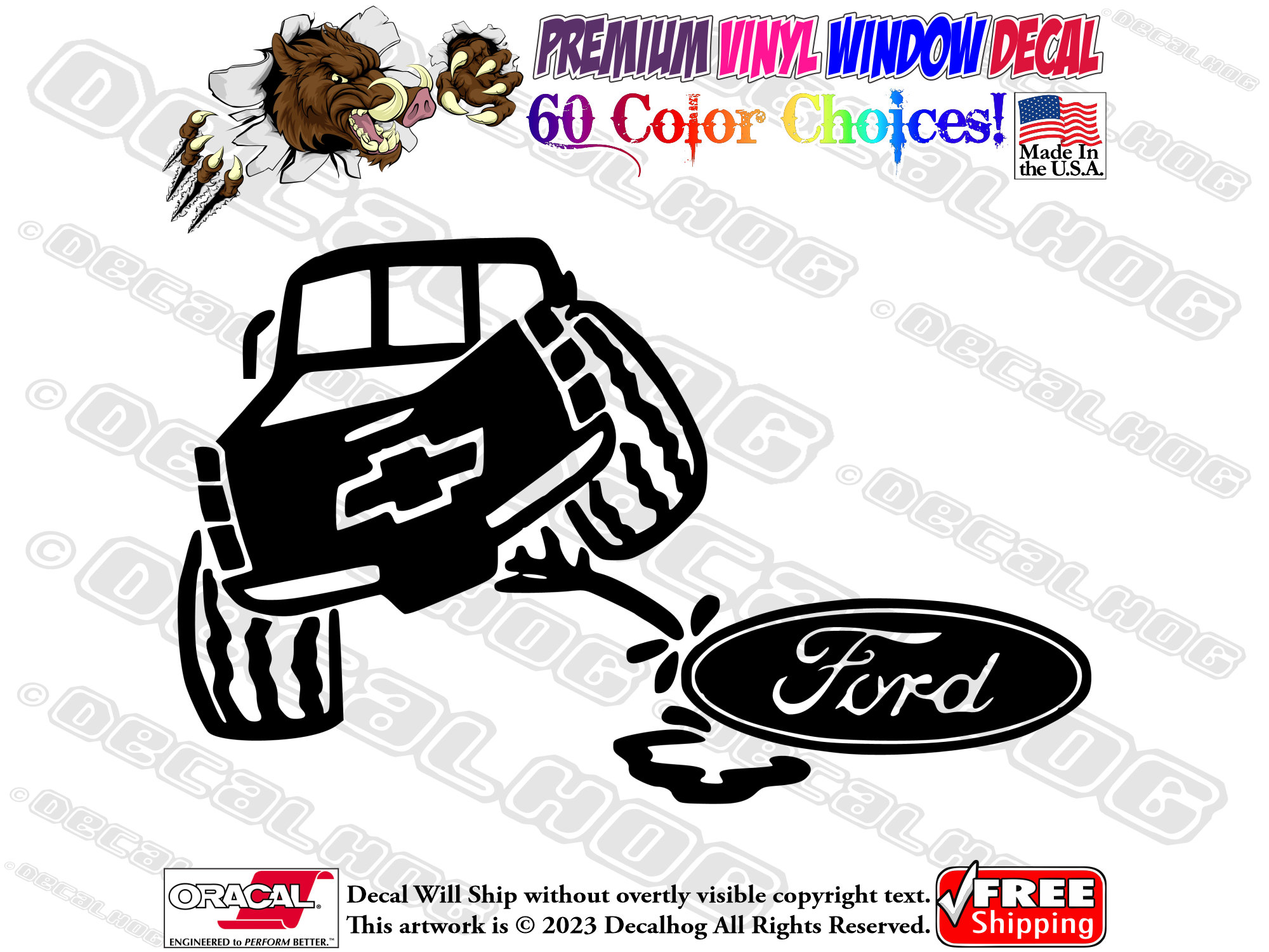 Calvin Piss On Chevy Decal Stickers | Custom Made In The USA | Fast - Foto 3