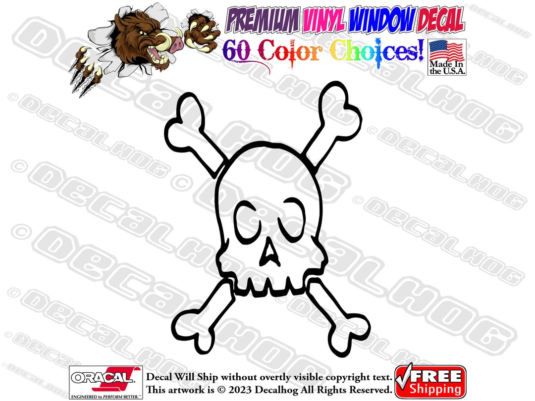 Crossbones Sticker Skull & Crossbones Vinyl Decal Car Truck Laptop Wall Window Graphics ...