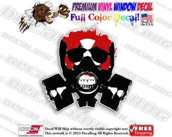 Radioactivity Skeleton Mask Full Color Car Truck Laptop Wall Window Graphics Vinyl Decal Bumper Sticker.