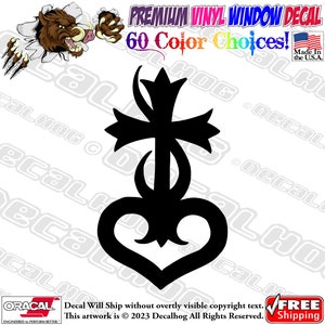 Sacred Heart of Christ Jesus Fire Cross Vinyl Decal Car Truck Laptop Wall Window Graphics Bumper Sticker.