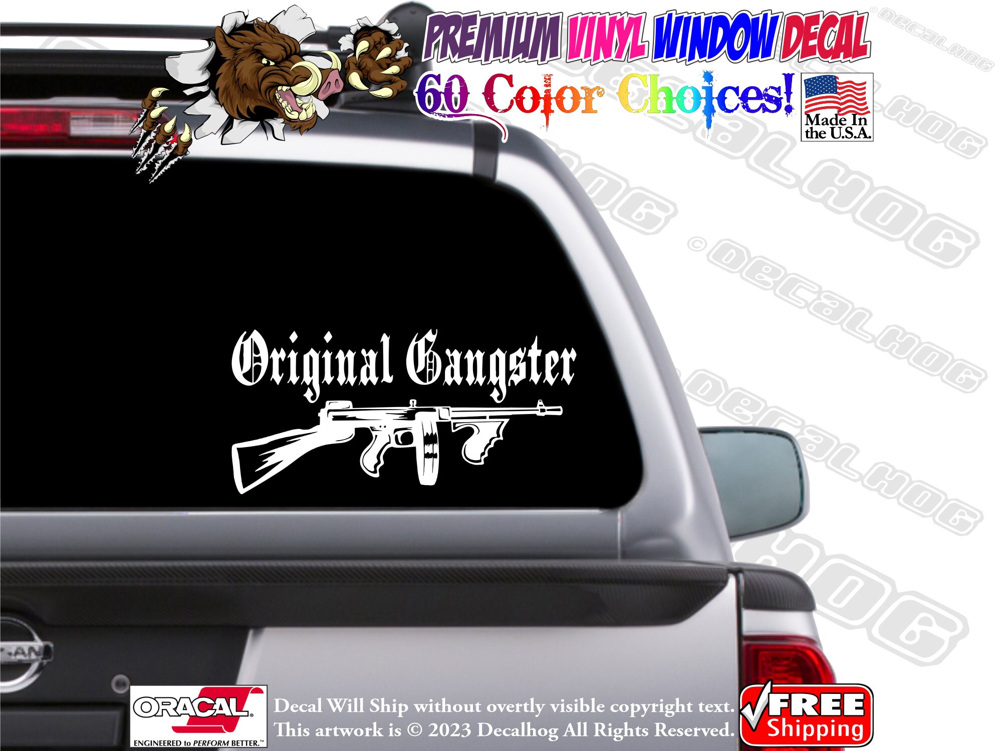Mafia Skull Bandit Gangster Gun Car Bumper Window Locker Sticker