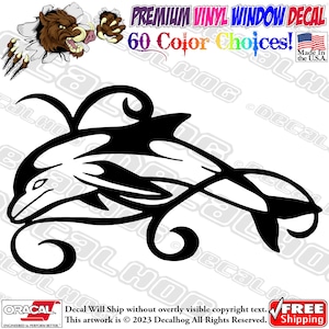 Tribal Dolphin Design Vinyl Decal Car Truck Laptop Wall Window Graphics Bumper Sticker.