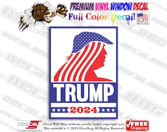 ドナルド・トランプ大統領の顔 アメリカ国旗 MAGA デカール 車