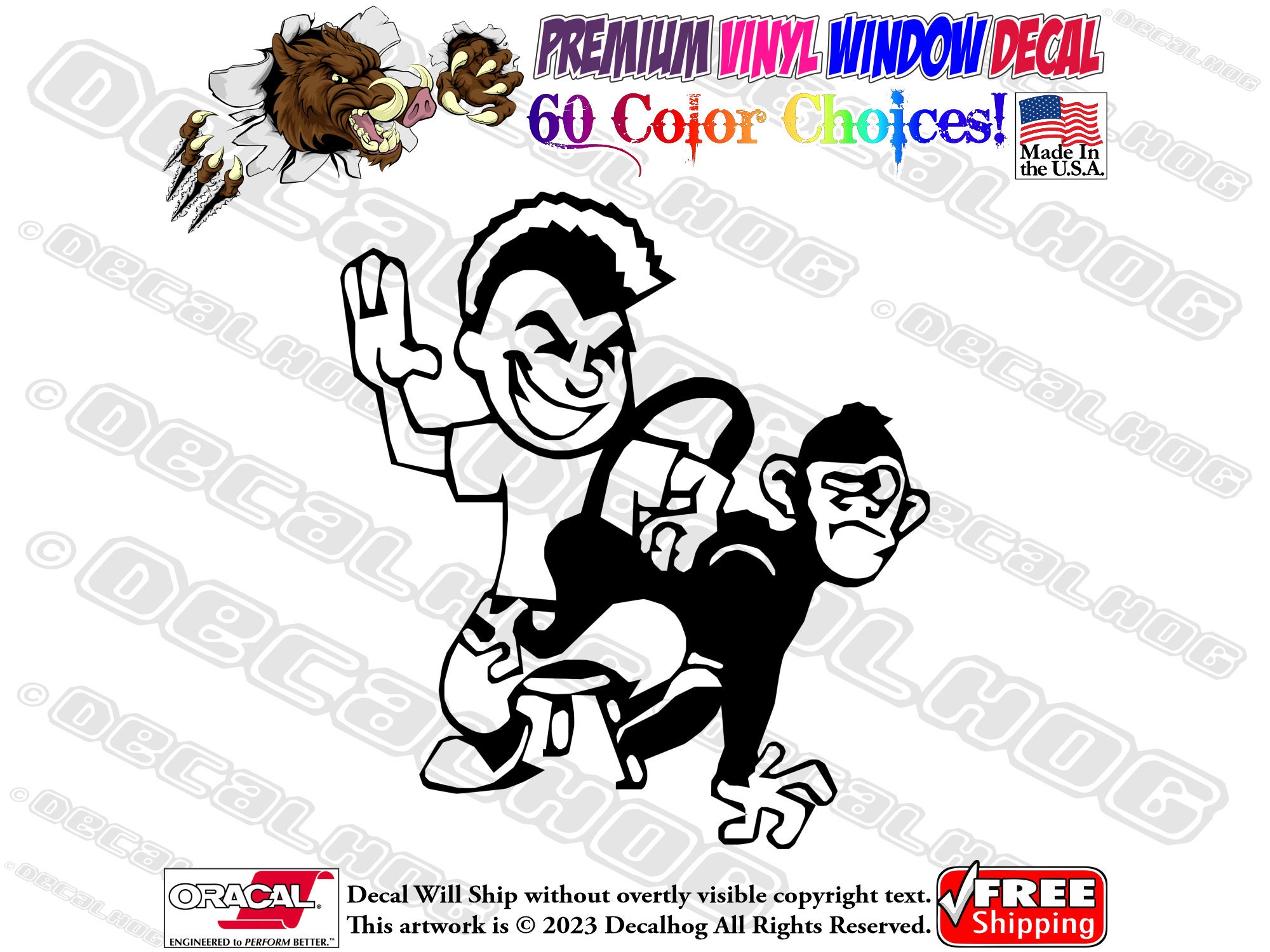 Bad Monkey - Spank Vinyl Decal Your Color Choice Sticker