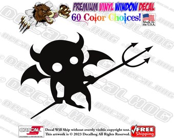Little Winged Demon With Pitchfork Vinyl Decal Car Truck Laptop Wall Window Graphics Bumper Sticker.