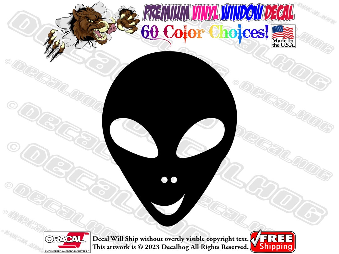 Alien Face Smiling Vinyl Decal Car Truck Laptop Wall Window Graphics ...