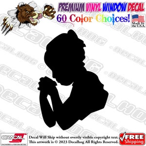 Little Girl Child Praying to Jesus Christ Vinyl Decal Car Truck Laptop Wall Window Graphics Bumper Sticker.