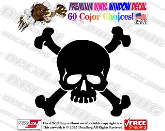 Skull & Crossbones Pirate Flag Vinyl Decal Car Truck Laptop Wall Window Graphics Bumper Sticker.