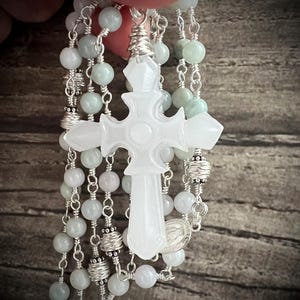 Sterling Silver Jade Rosary: Wire-Wrapped Catholic Heirloom