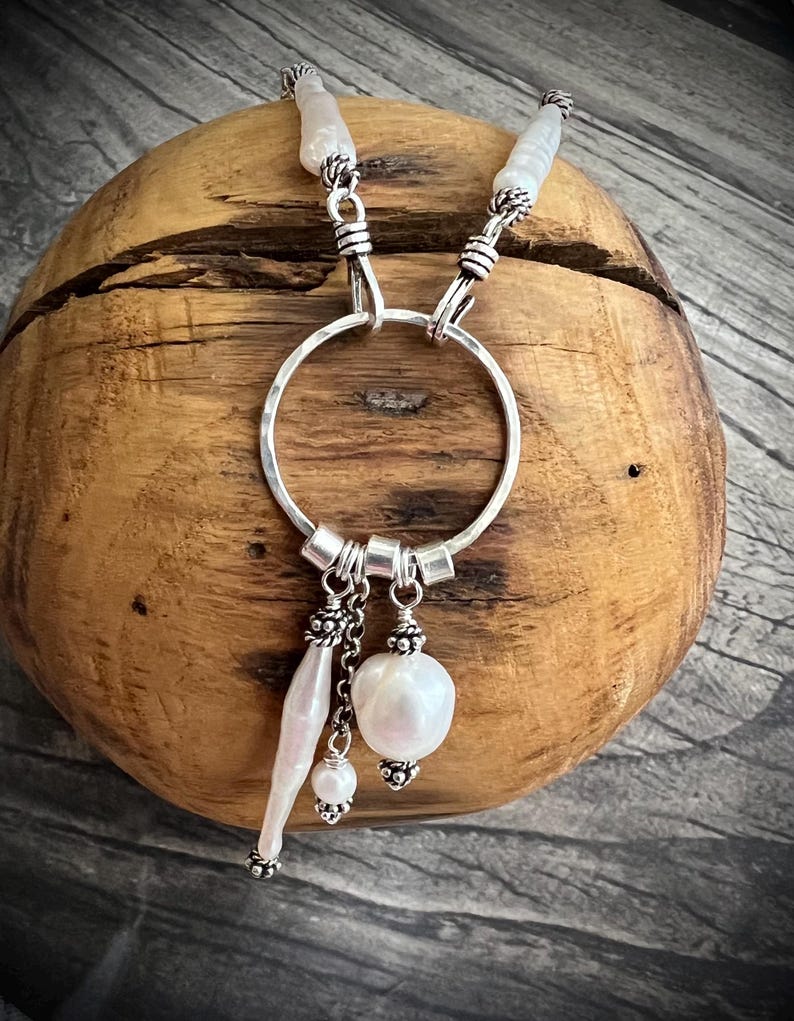 925 Sterling Silver Natural Pearl Necklace: BIWA, BAROQUE and ROUND Pearls image 2