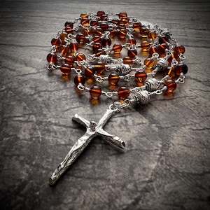 Handcrafted Baltic Amber Rosary: Sterling Silver, wire-wrapped, Catholic Gift
