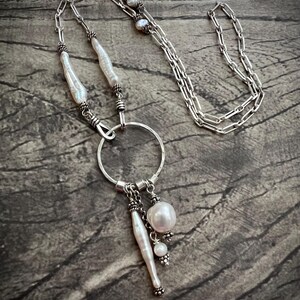 925 Sterling Silver Natural Pearl Necklace: BIWA, BAROQUE and ROUND Pearls image 6