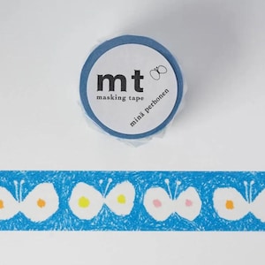 MINA20# Beautiful Blue Butterfly Masking Tape Journal Decor, hane hane mt x minä perhonen, 30mm X 10m, Made in Japan