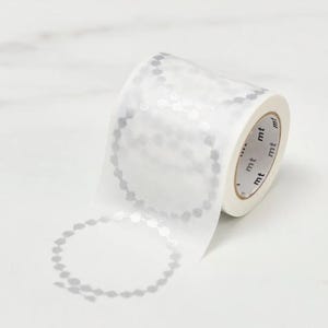 MINA31# Silver tambourine Masking Tape Journal Decor Masking Tape, Large Circle Masking Tape, mt x minä perhonen, 48mm X 10m, Made in Japan