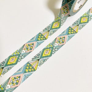 MINA44# Green Classic Fish Pattern Tile Washi Tape, mt x minä perhonen 'psece' Journal Decor Masking Tape, 12mm X 7m, Made in Japan