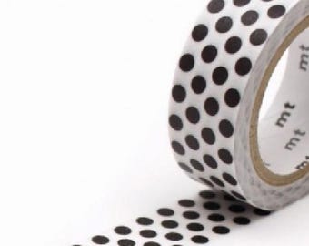 01D368R# Black Color Dots Pattern mt Masking Tape, Journal Decor Washi Tape, 15mm X 7m, Made in Japan