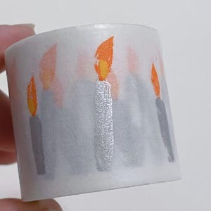 MINA39# Silver Candle Masking Tape Journal Decor, White Birthday Candle Masking Tape, mt x minä perhonen, 35mm X 7m, Made in Japan