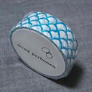 411# Rare Find Masking Tape, Blue Mermaid Washi Tape, mt x minä perhonen, Limited, Blue Tile, 15mm X 7m, Made in Japan