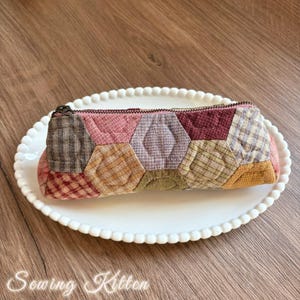 315# Astuccio per matite patchwork retrò fatto a mano / Borsa a pochette classica per matite / Borsa per cancelleria con cerniera / Astuccio in tessuto per penne per studenti universitari