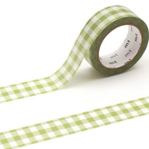 01D565# Cute Green Plaid Pattern mt Masking Tape, Cute Green Check Journal Decor Washi Tape, 15mm X 7m, Made in Japan