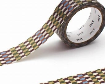 LIBE01# Brown and Yellow Check Plaid Pattern 'Rohan Kiaan' mt Masking Tape x Liberty, Journal Decor Washi Tape, 15mm X 5m, Made in Japan