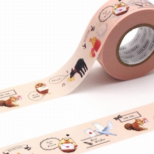 mt for pack series Tape, Cute Animal, Flower Packaging Tape, 25mm*15m, High-Tack Paper Tape with Stronger adhesion than Regular Washi Tapes