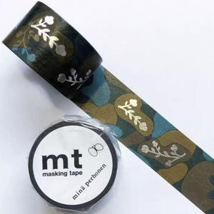 MINA47# Brown Sleeping Flower MT Masking Tape, mt x minä perhonen Journal Decor Masking Tape, 24mm X 3m, Made in Japan