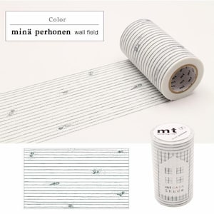 CS9012# mt x minä perhonen, CASA Shade, 'wall field' Masking Tape, Cute Little Flower on Stripes Washi Tape, , 50mm X 7m, Made in Japan
