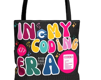 Borsa tote Coding Era / Borsa tote per programmatori, design tecnologico colorato, regalo per programmatori e studenti