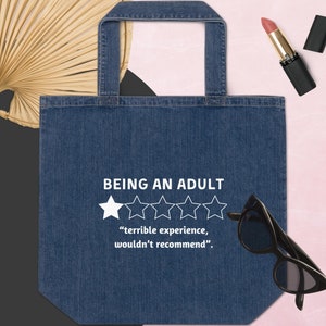 Organic denim tote bag