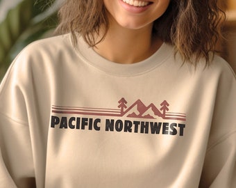 Pacific Northwest Stripes Crewneck Sweatshirt, Sand Color
