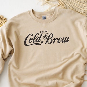 Cold Brew Graphic Crewneck Sweatshirt, Sand Unisex Sweater
