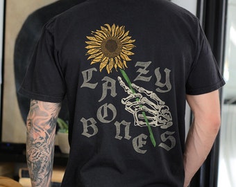 Camisa de girasol con esqueleto: camiseta unisex de lona Bella, ropa urbana hippie
